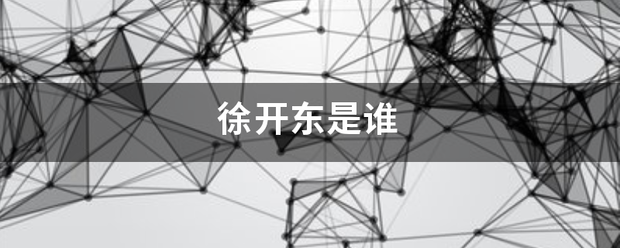 徐开东是谁 徐开东是谁