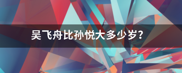 吴飞舟比孙悦大多少岁? 吴飞舟比孙悦大多少岁?