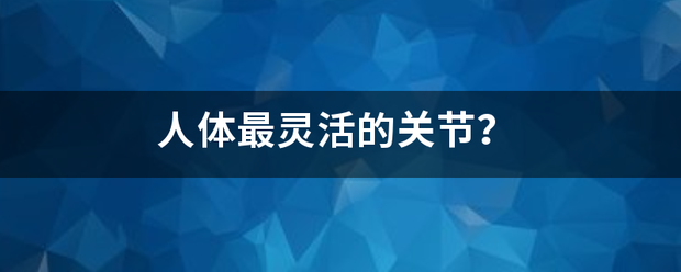 人体最灵活的关节？