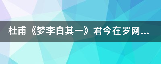 杜甫《梦李白其一》君今在罗网,何以有羽翼的位置到底是在哪? 杜甫《梦李白其一》君今在罗网,何以有羽翼的位置到底是在哪?