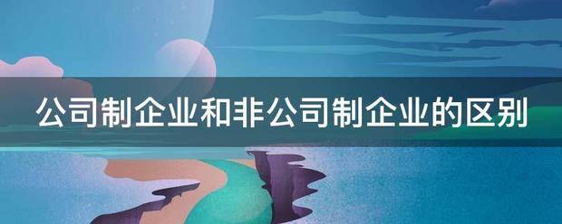 公司制企业和非公司制企业的区别